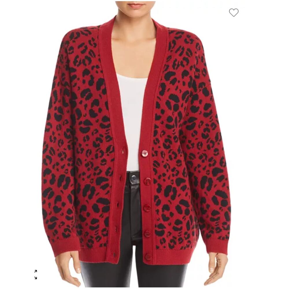 NWT Designer Luxury Anine Bing Justine Leopard Print Sweater Cardigan